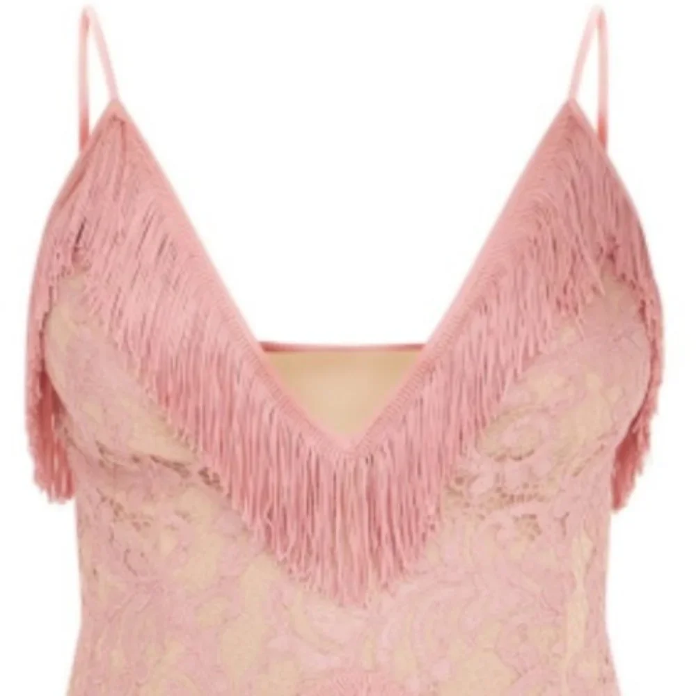 NWOT "RARE" PINK STRAPPY LACE TASSEL DETAIL DRESS - Picture 2 of 7